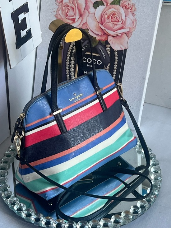 kate spade Handbags - kate spade Blue, Red, Black and Aqua Striped Dome Satchel unbranded strap